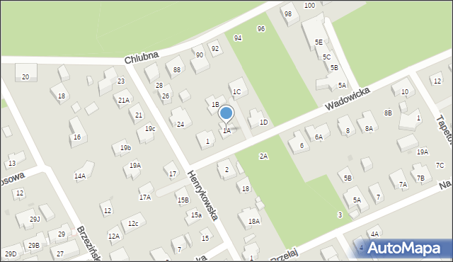 Warszawa, Wadowicka, 1A, mapa Warszawy