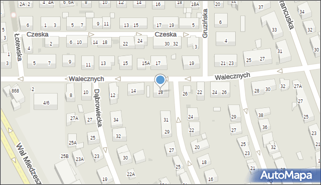 Warszawa, Walecznych, 18, mapa Warszawy