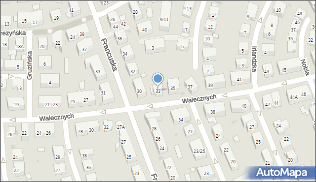 Warszawa, Walecznych, 33, mapa Warszawy