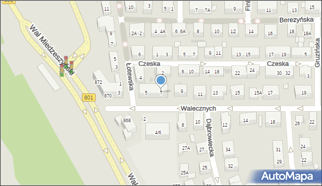 Warszawa, Walecznych, 7, mapa Warszawy