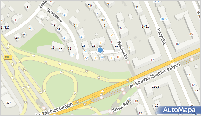 Warszawa, Wąchocka, 1K, mapa Warszawy