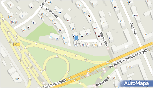 Warszawa, Wąchocka, 1N, mapa Warszawy