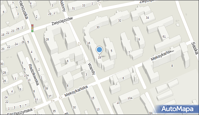 Warszawa, Wandy, 14, mapa Warszawy