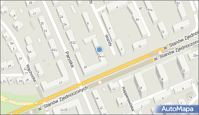 Warszawa, Wandy, 3/7, mapa Warszawy