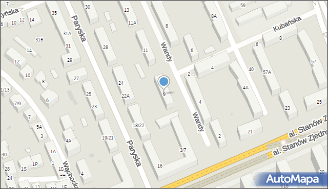 Warszawa, Wandy, 9, mapa Warszawy