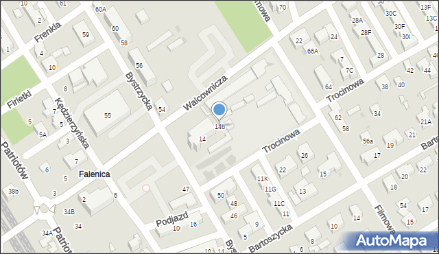 Warszawa, Walcownicza, 14b, mapa Warszawy