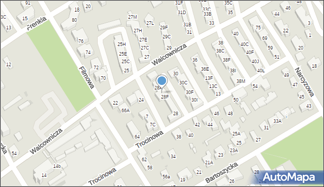 Warszawa, Walcownicza, 28E, mapa Warszawy