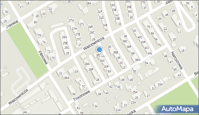 Warszawa, Walcownicza, 30A, mapa Warszawy
