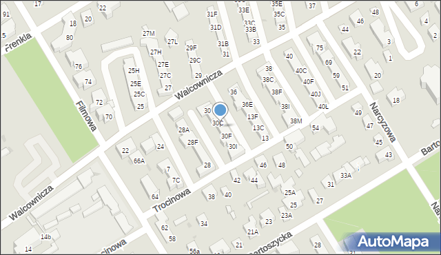 Warszawa, Walcownicza, 30D, mapa Warszawy