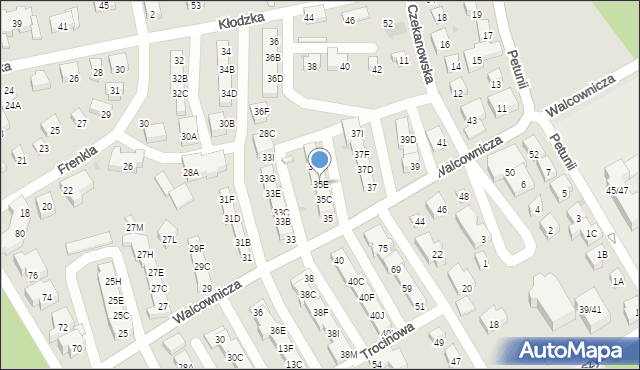 Warszawa, Walcownicza, 35E, mapa Warszawy