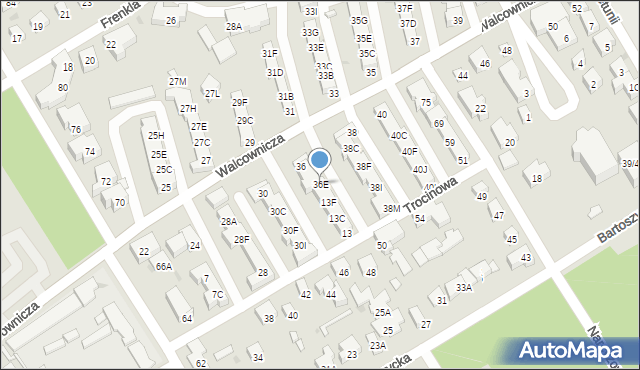 Warszawa, Walcownicza, 36E, mapa Warszawy