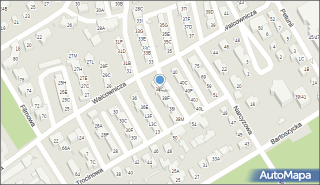 Warszawa, Walcownicza, 38D, mapa Warszawy