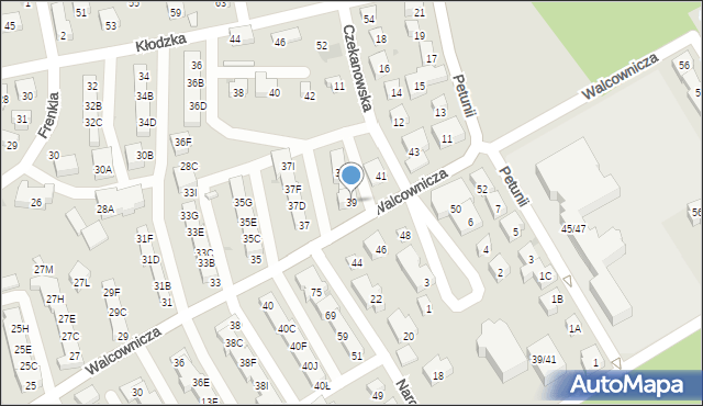 Warszawa, Walcownicza, 39, mapa Warszawy