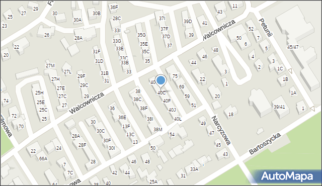 Warszawa, Walcownicza, 40C, mapa Warszawy