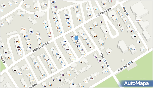 Warszawa, Walcownicza, 40D, mapa Warszawy