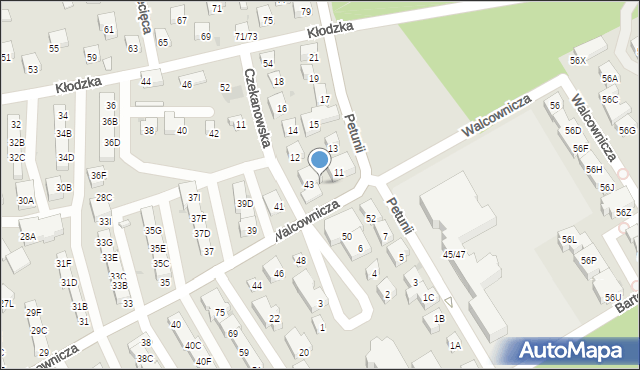 Warszawa, Walcownicza, 43A, mapa Warszawy