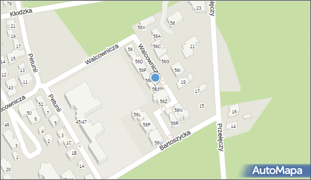 Warszawa, Walcownicza, 56J, mapa Warszawy