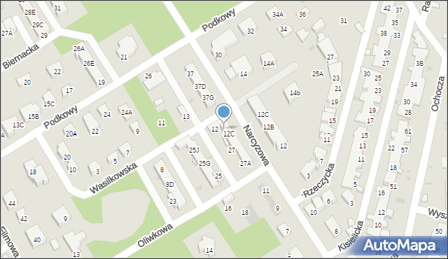 Warszawa, Wasilkowska, 12B, mapa Warszawy
