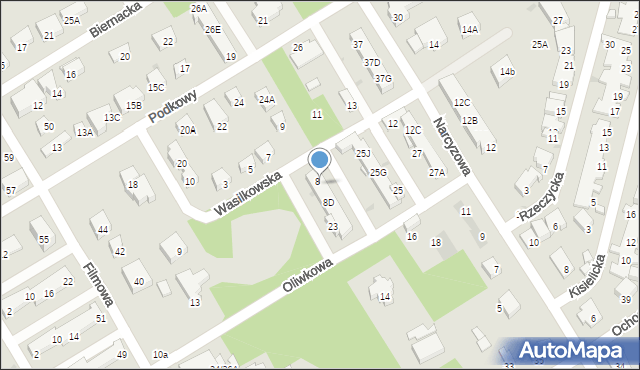 Warszawa, Wasilkowska, 8A, mapa Warszawy