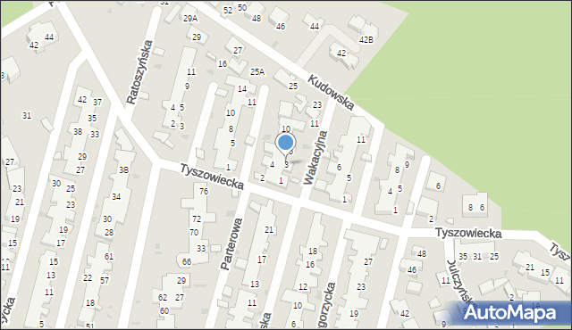 Warszawa, Wakacyjna, 3, mapa Warszawy