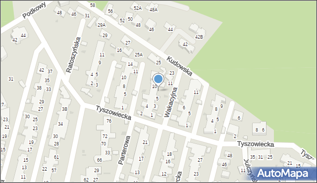 Warszawa, Wakacyjna, 7, mapa Warszawy