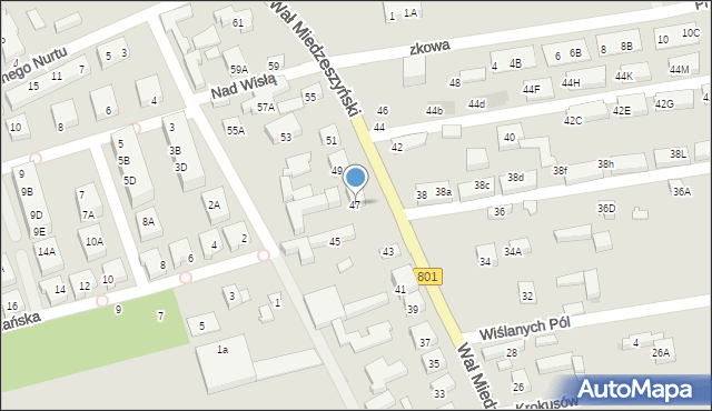 Warszawa, Wał Miedzeszyński, 47, mapa Warszawy