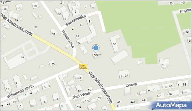 Warszawa, Wał Miedzeszyński, 50A, mapa Warszawy