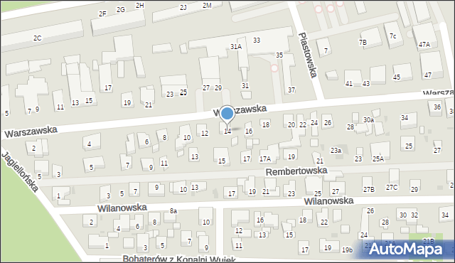 Warszawa, Warszawska, 14, mapa Warszawy