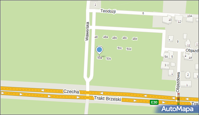 Warszawa, Wawerska, 50a, mapa Warszawy