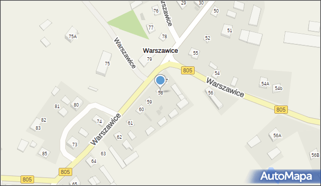Warszawice, Warszawice, 58, mapa Warszawice