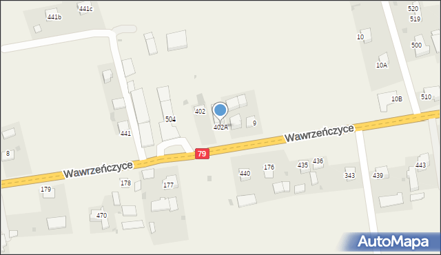 Wawrzeńczyce, Wawrzeńczyce, 402A, mapa Wawrzeńczyce