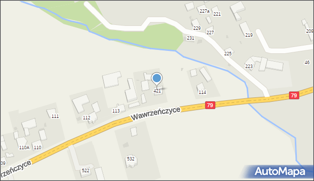 Wawrzeńczyce, Wawrzeńczyce, 421, mapa Wawrzeńczyce