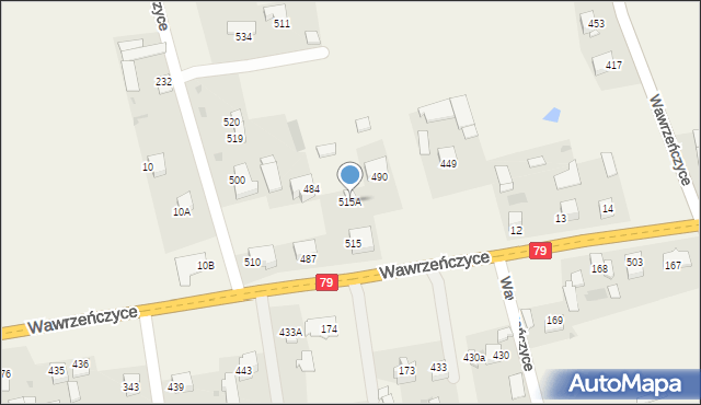Wawrzeńczyce, Wawrzeńczyce, 515A, mapa Wawrzeńczyce
