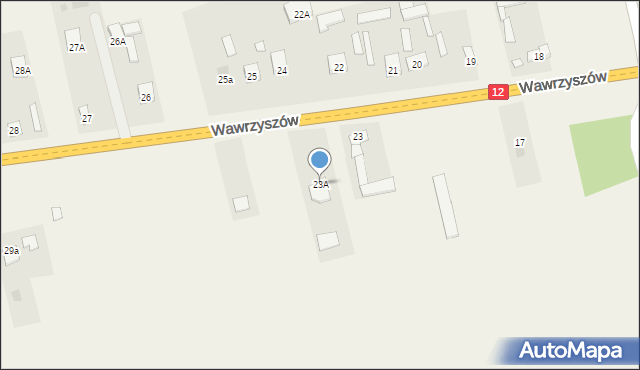 Wawrzyszów, Wawrzyszów, 23A, mapa Wawrzyszów