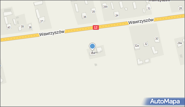 Wawrzyszów, Wawrzyszów, 36A, mapa Wawrzyszów