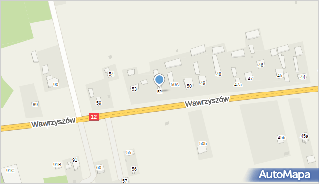 Wawrzyszów, Wawrzyszów, 52, mapa Wawrzyszów