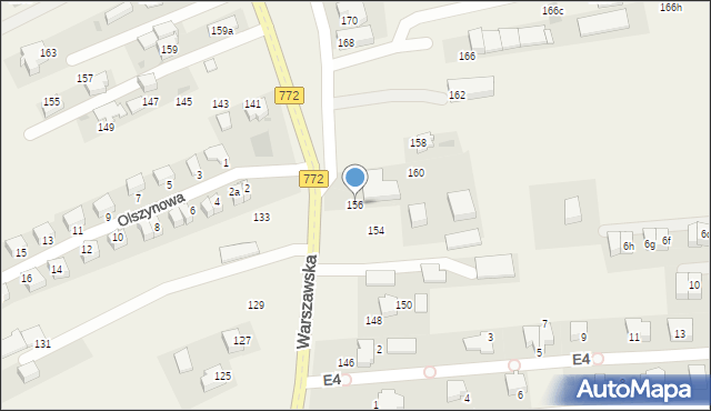 Węgrzce, Warszawska, 156, mapa Węgrzce