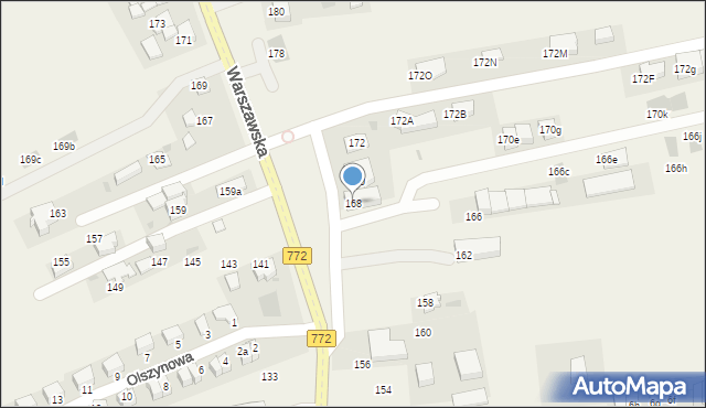 Węgrzce, Warszawska, 168, mapa Węgrzce