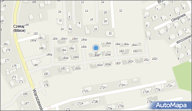 Węgrzce, Warszawska, 184d, mapa Węgrzce