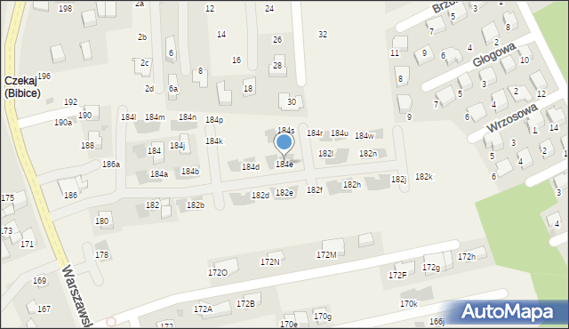 Węgrzce, Warszawska, 184e, mapa Węgrzce