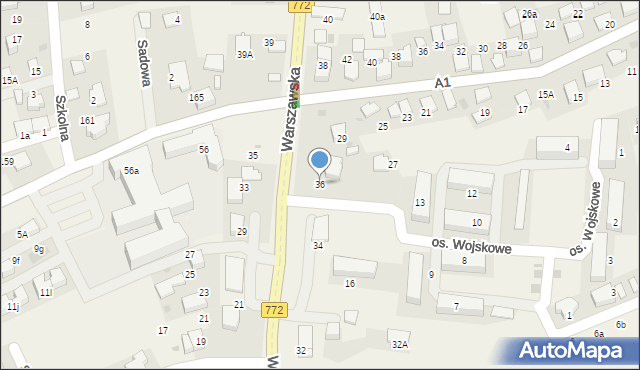 Węgrzce, Warszawska, 36, mapa Węgrzce