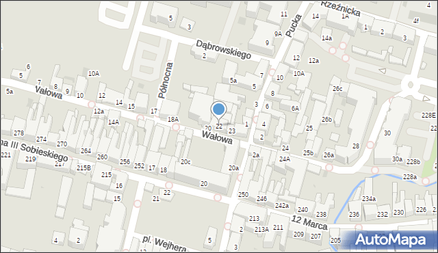 Wejherowo, Wałowa, 22, mapa Wejherowo