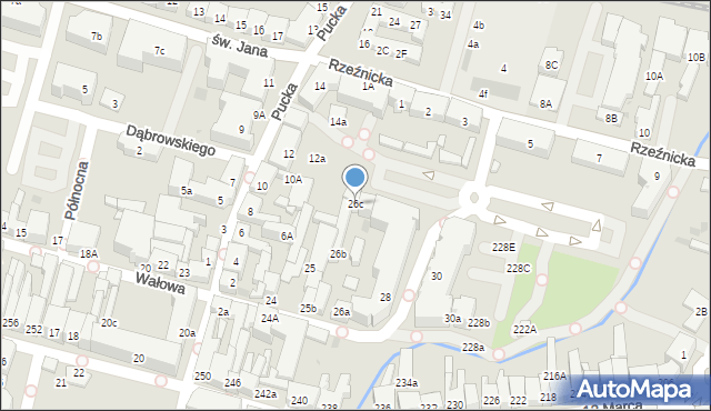 Wejherowo, Wałowa, 26c, mapa Wejherowo
