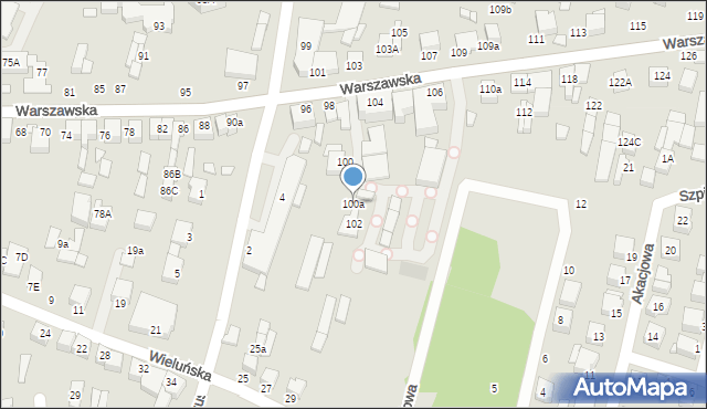 Wieruszów, Warszawska, 100a, mapa Wieruszów
