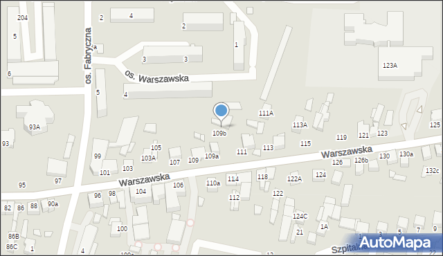 Wieruszów, Warszawska, 109B, mapa Wieruszów
