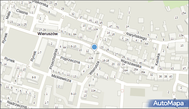 Wieruszów, Warszawska, 14, mapa Wieruszów
