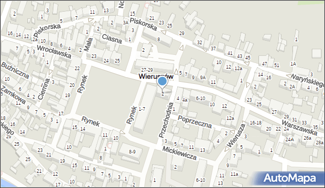 Wieruszów, Warszawska, 2, mapa Wieruszów