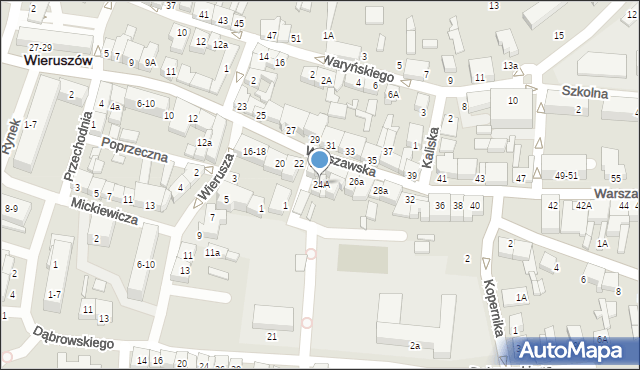 Wieruszów, Warszawska, 24A, mapa Wieruszów