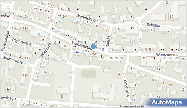 Wieruszów, Warszawska, 28a, mapa Wieruszów