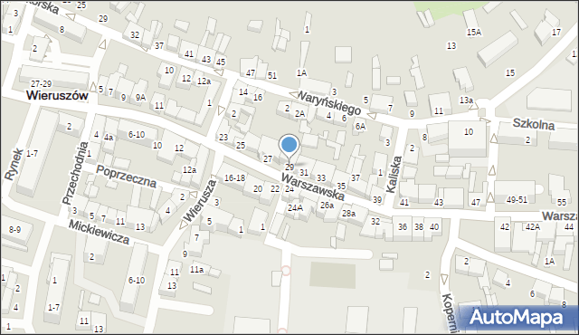 Wieruszów, Warszawska, 29, mapa Wieruszów
